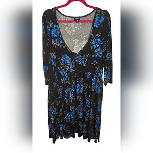 Torrid Womens 0X Black Floral 3/4 Sleeve Dress